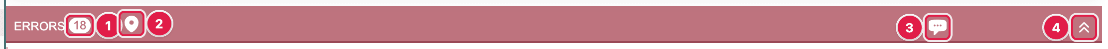 The Errors list header with its buttons numbered