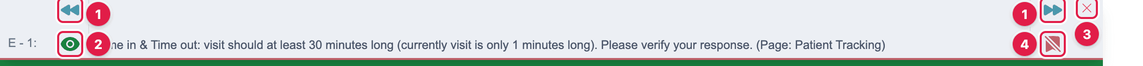 The pinned result bar with its buttons numbered